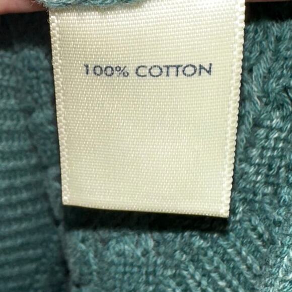 BKE Washed Notch Neck Oversized Cotton Open Weave Jasper Green Sweater Size S - Picture 8 of 14